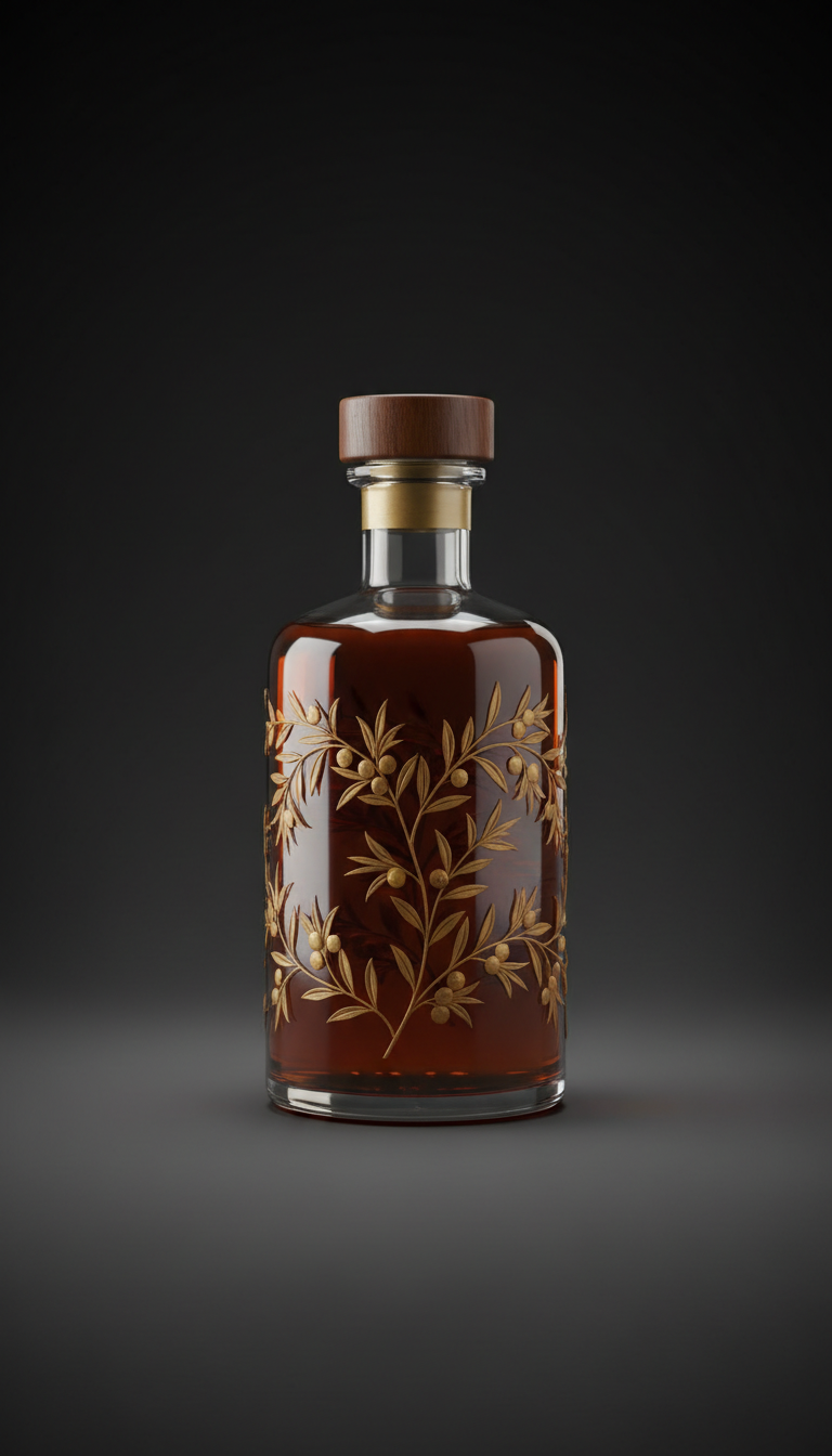 Rare artisanal gin in decanter