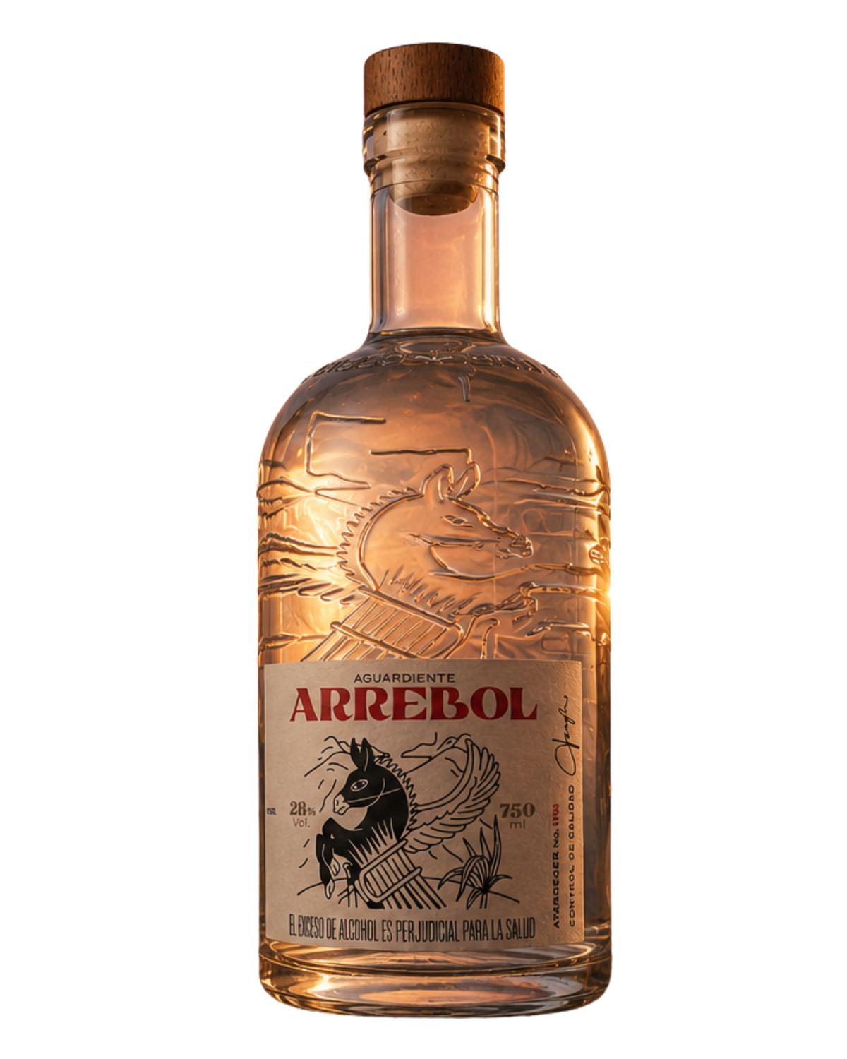 Botella Arrebol, aguardiente de montaña