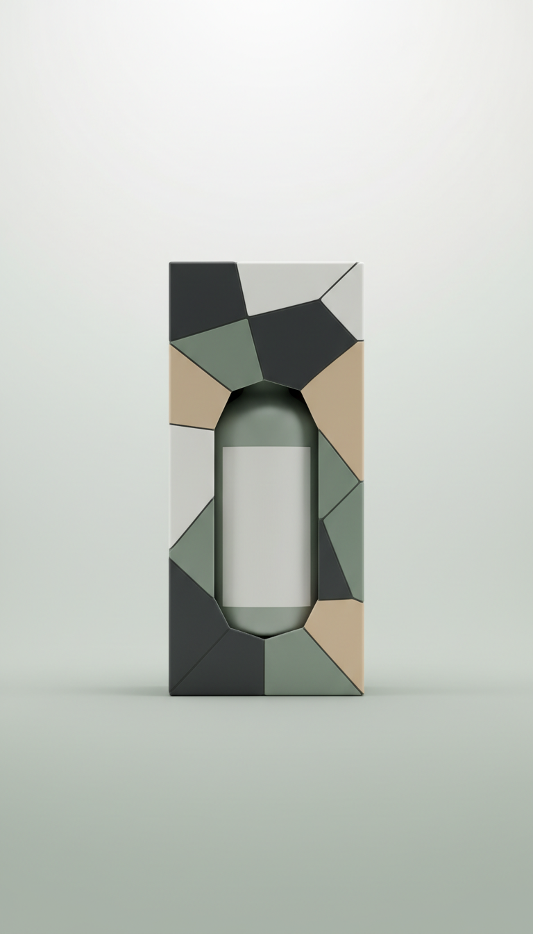 Handmade geometric pencil case with bottle